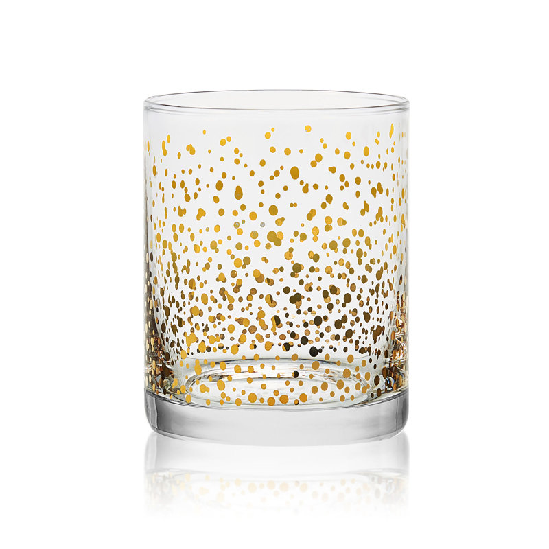 Gold and Silver Patterned Double Old Fashioned Glasses Set of 4