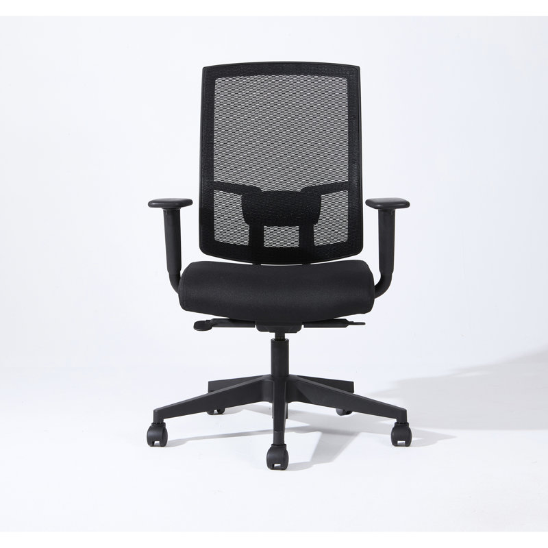 Fauteuil de bureau ergonomique en maille noire, à dossier haut, réglable, respirant et personnalisable, siège de bureau en nylon avec design ergonomique, accoudoirs, filet, structure, motif uni, forme carrée,