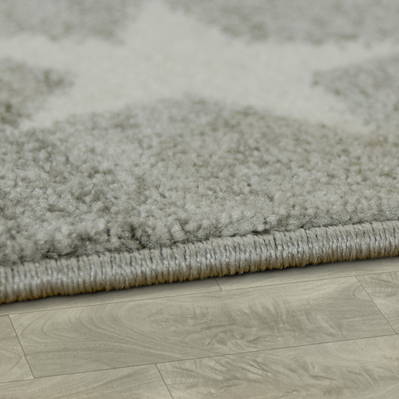 Tapis géométriques gris clair pour bébé et enfants Lich Waterloo, Rond 6 pi 7 po