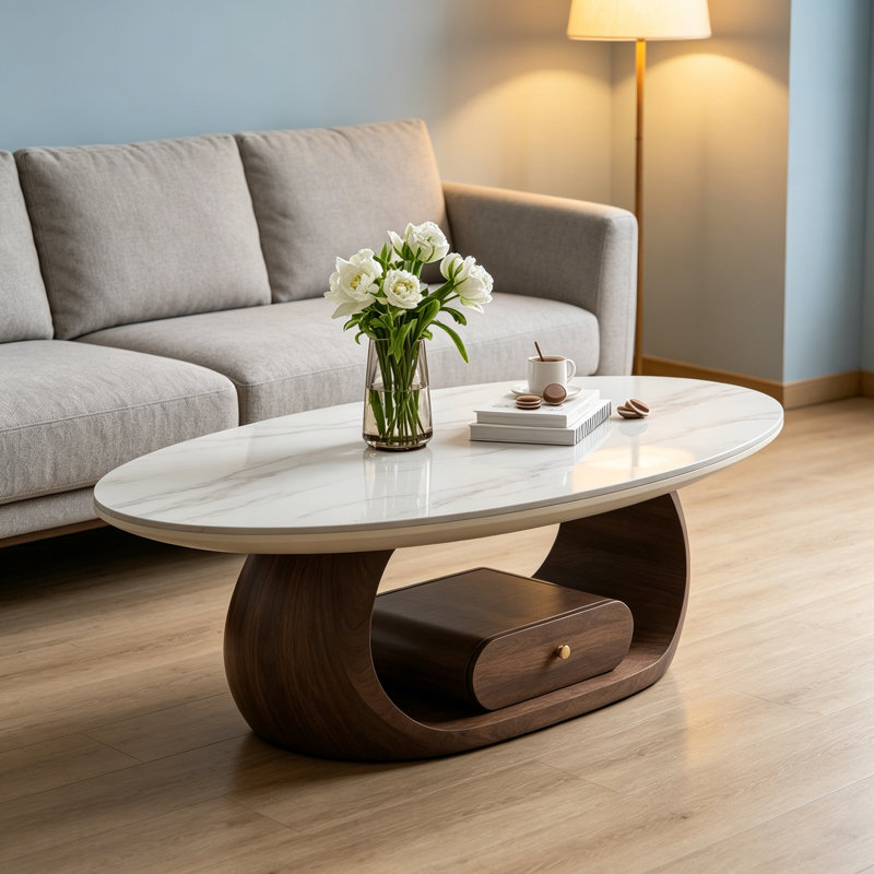 Table basse avec rangement Modern Rock, H 15,74 po x l 47,24 po x P 27,55 po, Gris / brun noisette