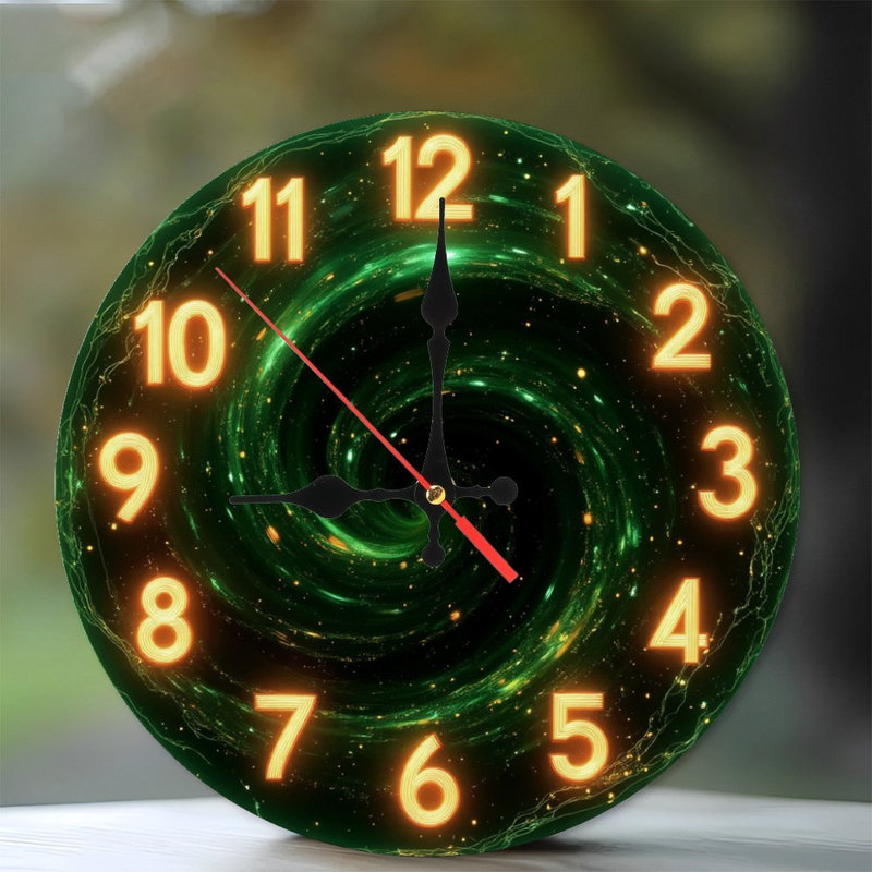 Chiffres de l'horloge galaxie verte tourbillonnante