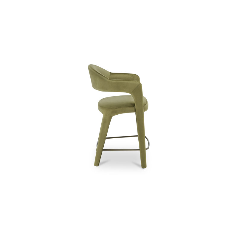 Martens Upholstered Stool, Green Polyester, Counter Stool (26.4" Seat Height)