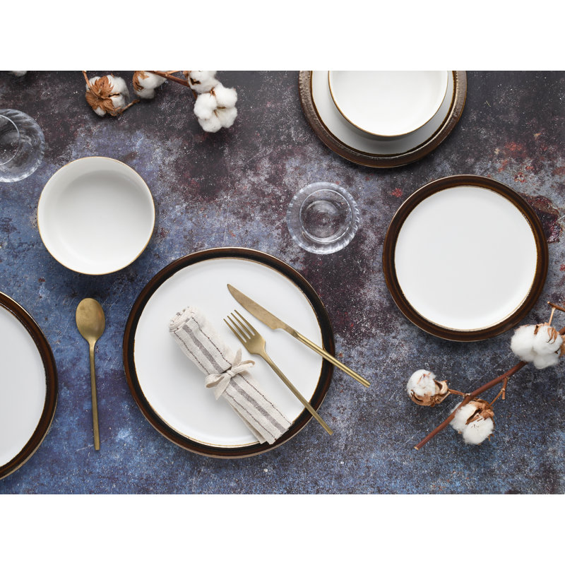 Industrial 12 Piece Stoneware Dinnerware Set, Service For 4