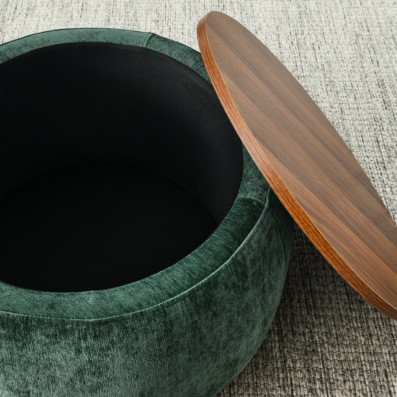 Rangement fonctionnel 2 en 1: table de bout et (25 po x 25 po x 14,7 po), somptueux tissu plissé, pratique pour le salon, aucun assemblage requis pour la maison,