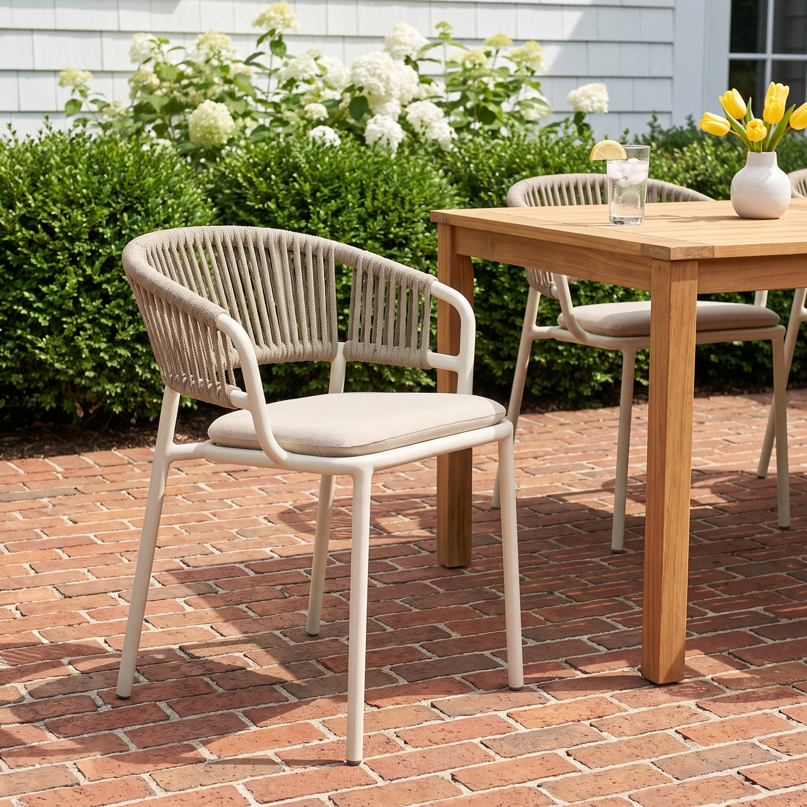 Mate Premium All-Weather Wicker Outdoor Dining Armchair with Sunbrella® Cushion, Linen Sunbrella®