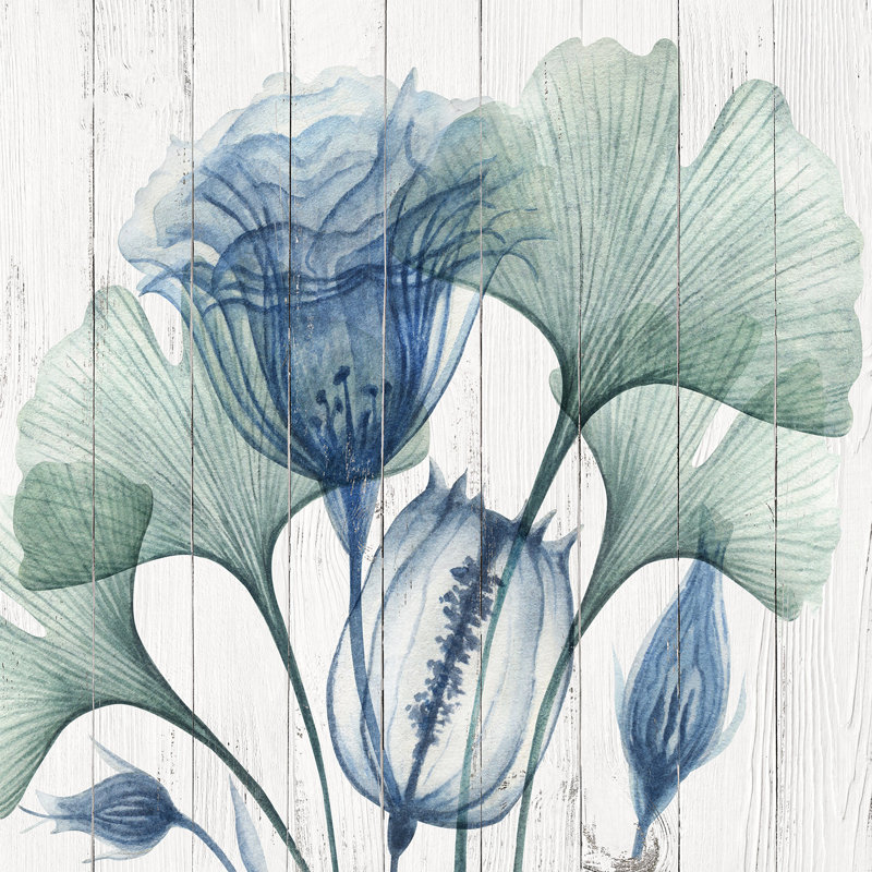 Indigo Bloom Harmony - Art mural sur toile tendue, H 40 po x l 40 po