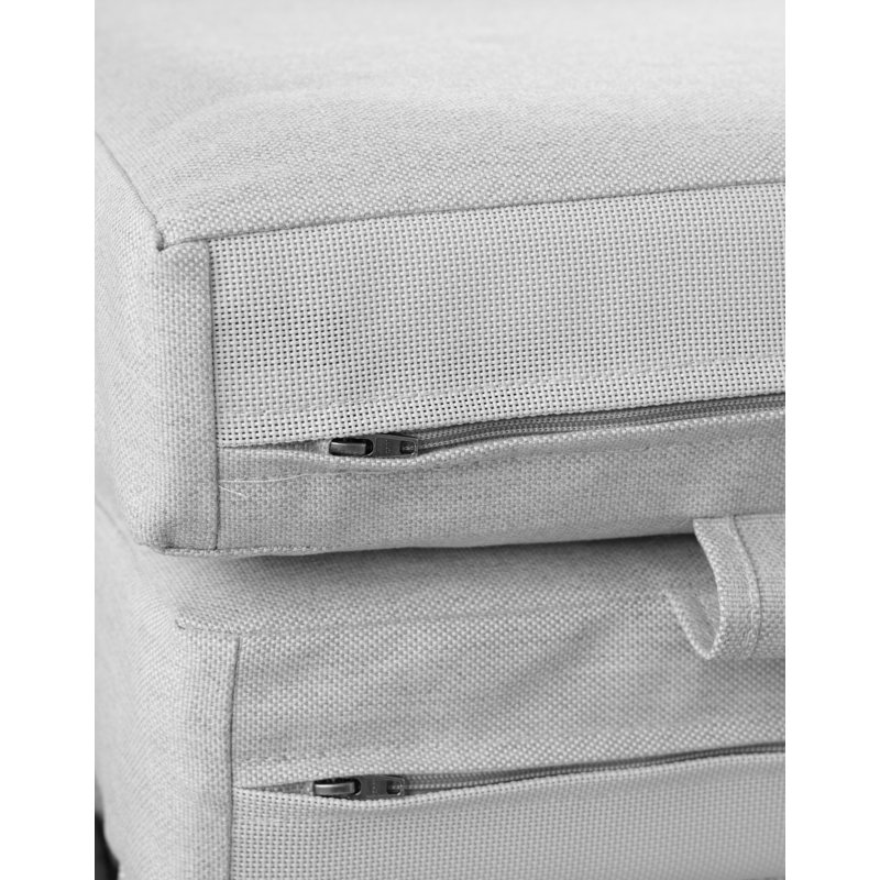 Chaise longue d'extérieur en métal Hoyt, Coussin gris silex / cadre noir ardoise, Light Grey    
