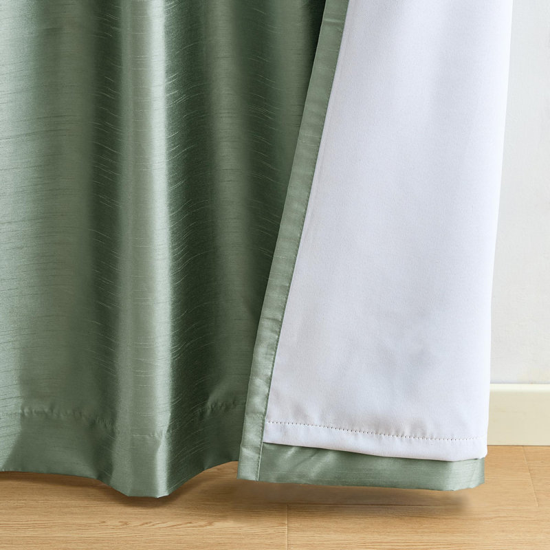 Lenox Imperial Faux Silk Window Curtain, Gold - 52"W x 84"L, Sage, 52"W x 108"L