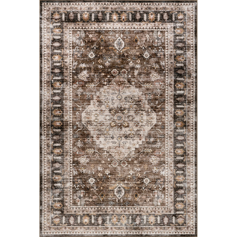 Davi Faded SplashGuard Machine Washable Area Rug, Rectangle 5' x 8'