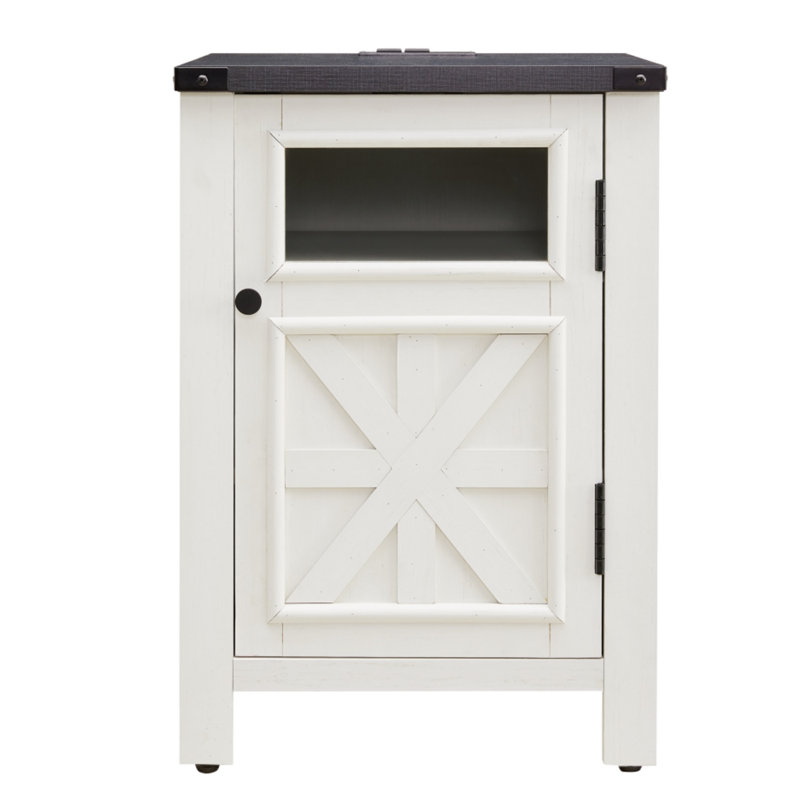 45.2cm W Manufactured Wood Bedside Table, White/Black
