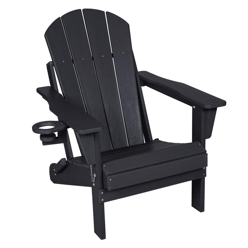 Chaise Adirondack pliante pour l'extérieur en PEHD, Noir