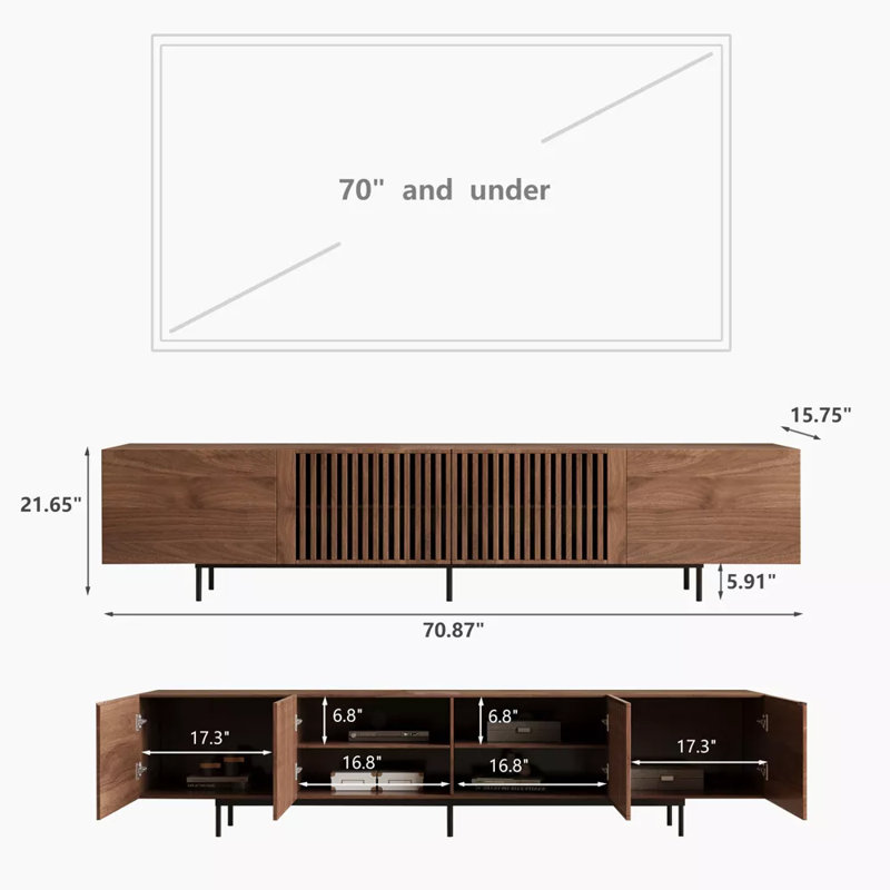Mid-Century Modern Style 70.87'' TV Stand & Media Console