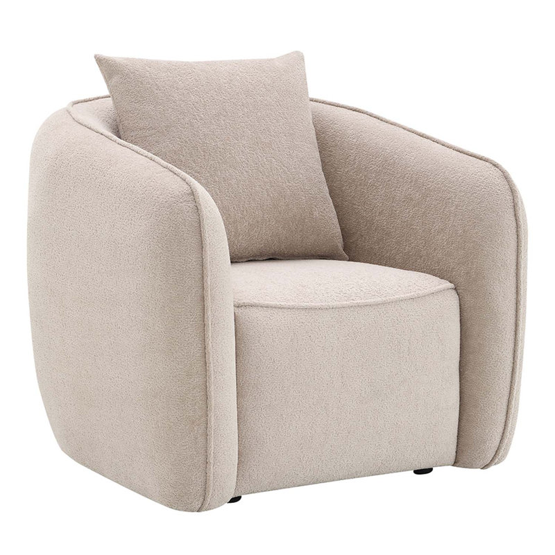 Chaise Keith avec coussin, chenille beige, Beige
