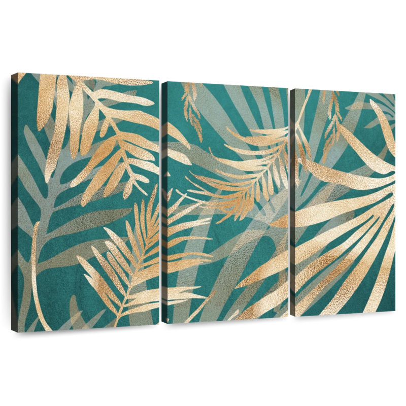 Harnek Glam Leaves Teal II, 28" H x 45" W