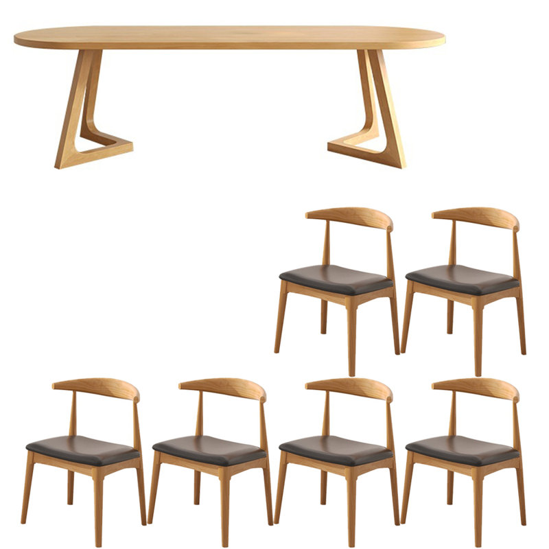 Ensemble de table à manger moderne et simple en bois massif., H 29,5 po x L 70,8 po x l 31,4 po