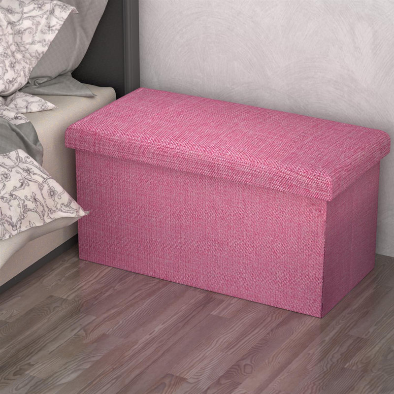 Emilyjane 78cm Wide Rectangle Solid Colour Ottoman with Storage, Pink
