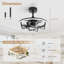 Ventilateur de plafond moderne en cage 20 po avec lumière et télécommande, ventilateur à profil bas avec moteur à courant continu réversible silencieux pour les chambres à coucher