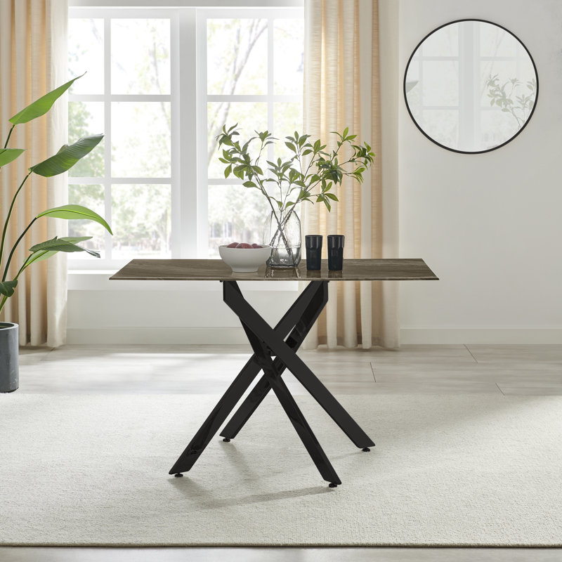 Aurita Rectangular 120cm L x 70cm W Dining Table, Grey, Black