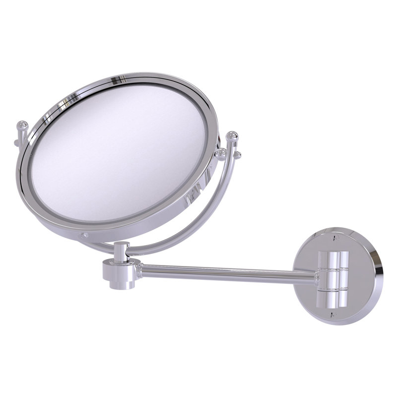 Metal Wall Mirror, Polished Chrome, 4x, 8.5" H x 8" W