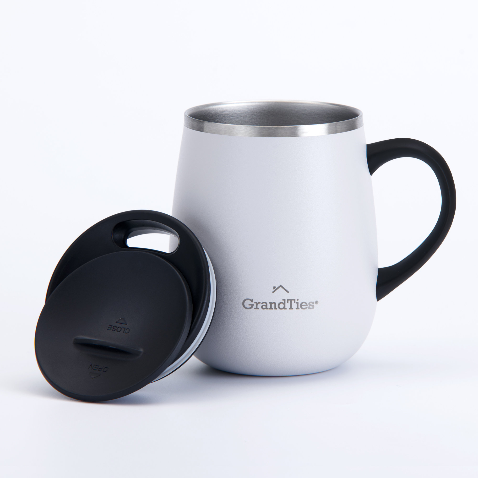 Grandties Insulated Coffee Mug With Handle Sliding Lid For Splash