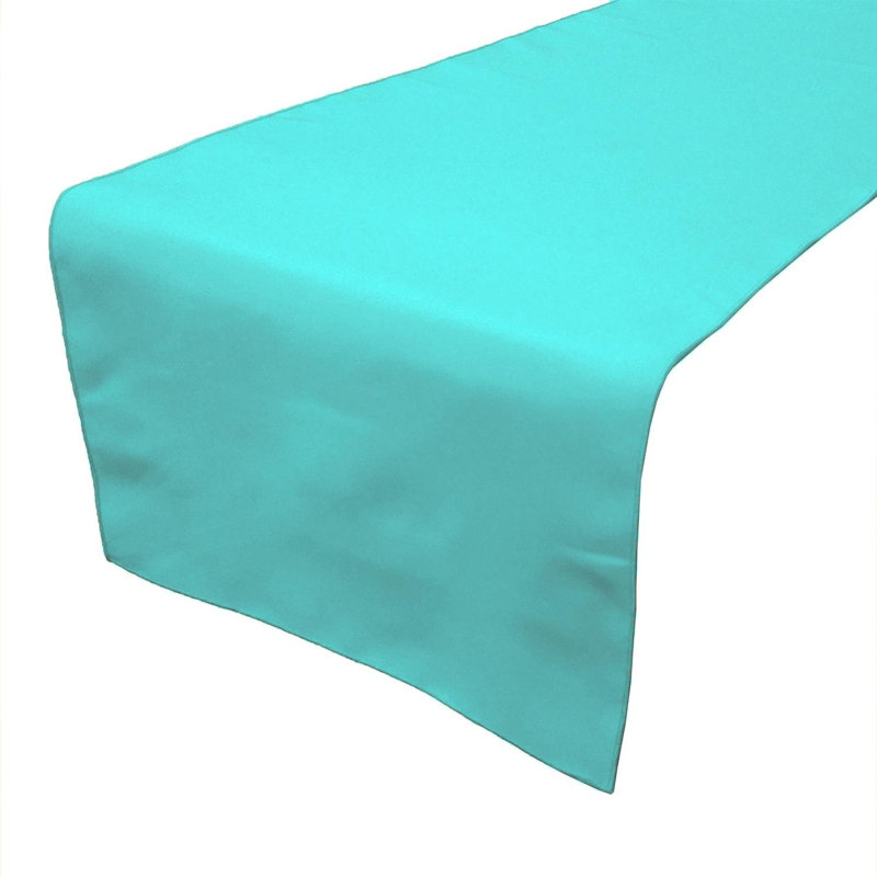 Ollig Rectangle Polyester Table Runnner, 144" x 12" , Aqua