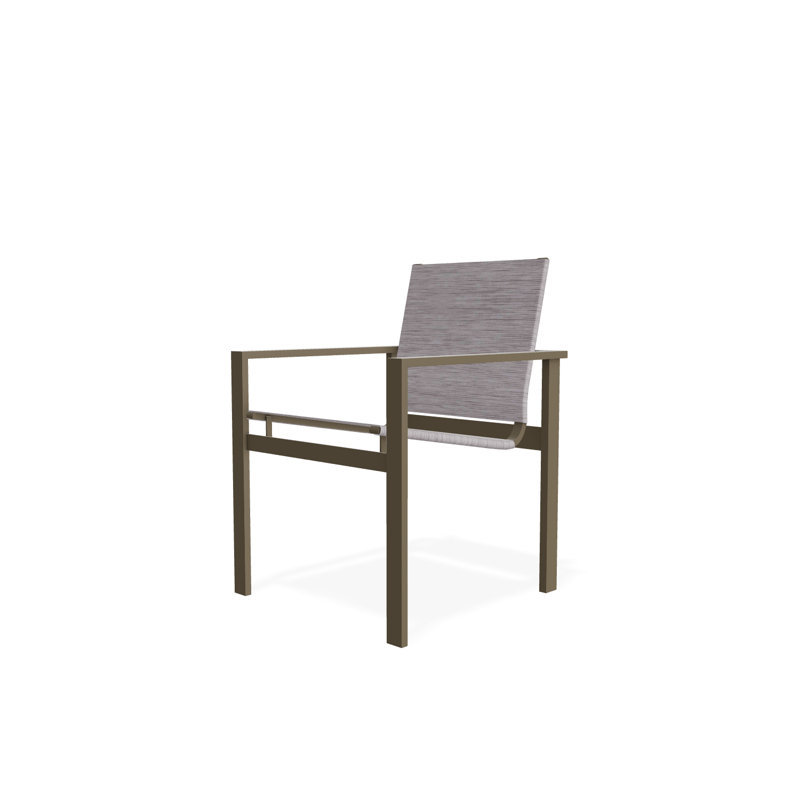 Tribeca Sling Stacking Arm Chair, Beachwood, Augustine Fennel Sunbrella®