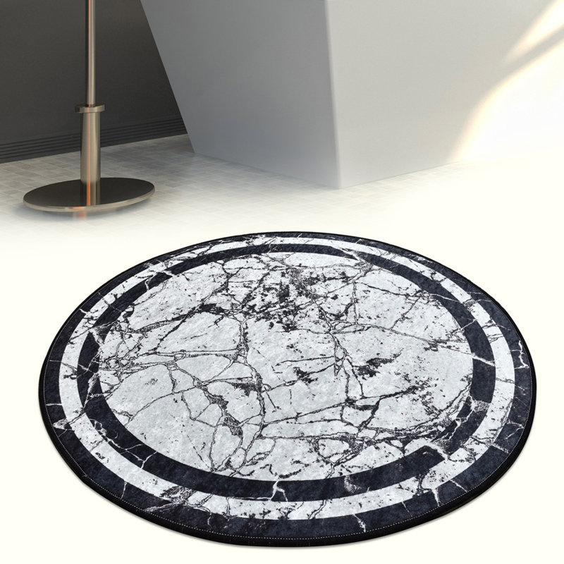 Antibacterial Bathmat, 100% Polyester, 55.1 Inch Diameter | Non-Slip Underside, Pile Height: 0.4 Inches, 700 Grams per Square Meter | Machine Washable, Durable & Stylish for Bathroom Safety and Comfort