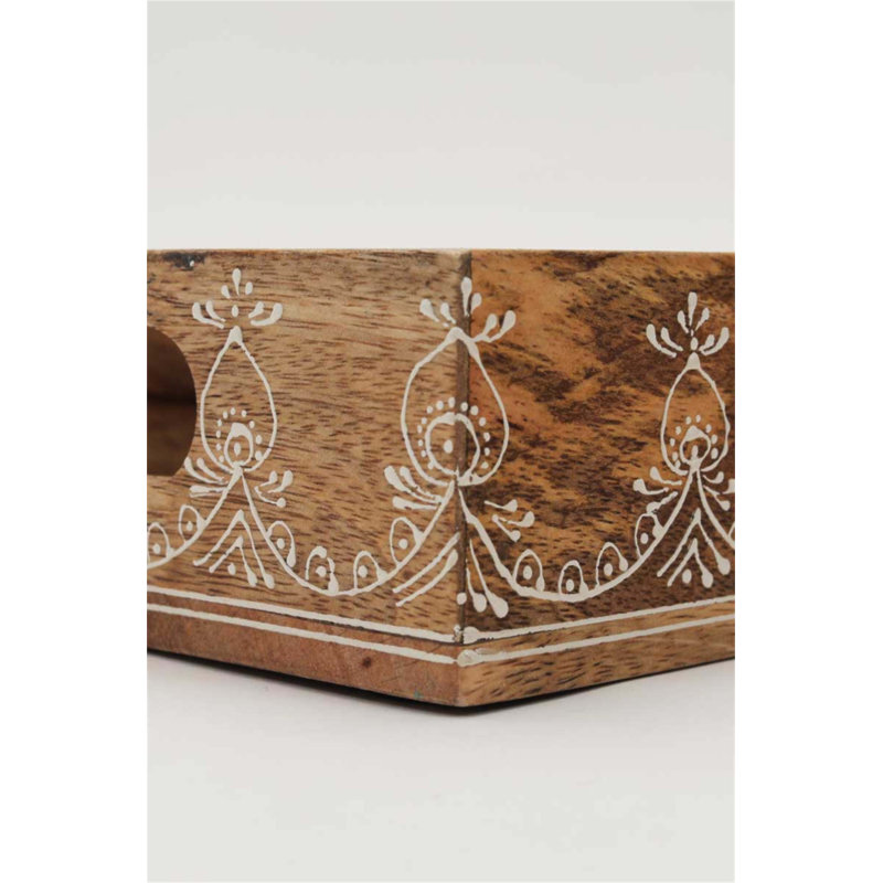 Ensemble de 3 plateaux rectangulaires en bois (emboîtés) au fini naturel - fabriqués à la main à partir de bois de manguier