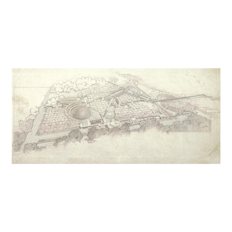 Plan directeur du Florida Southern College. «Lakeland Florida» par Frank Lloyd Wright - Estampe numérique, H 16 po x l 20 po
