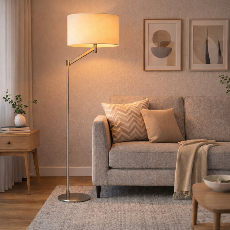 Lampe de salon moderne en nickel brossé