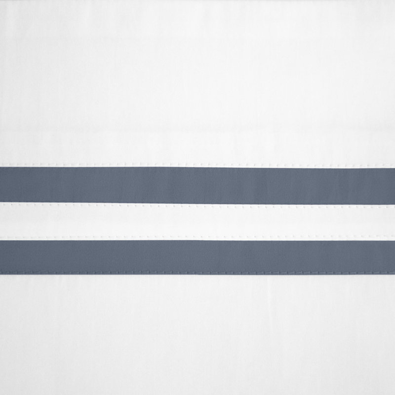 Ribbons Sateen Sheet Set, White/Stone Blue, Twin