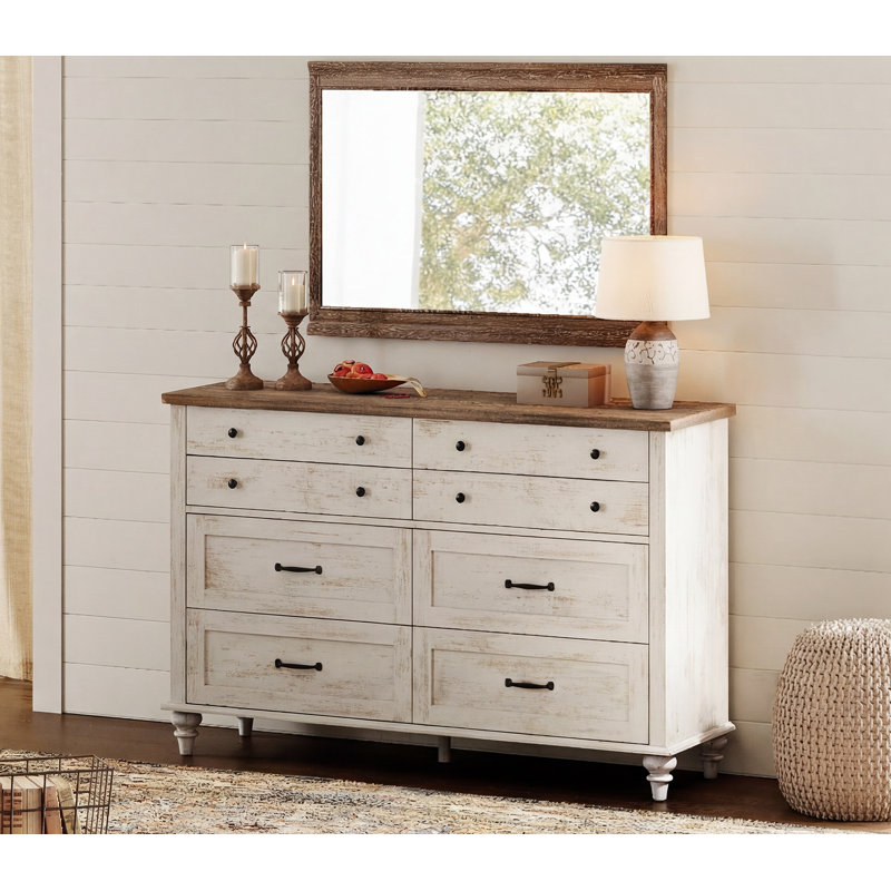 Commode 8 tiroirs Scarlett, Blanc antique
