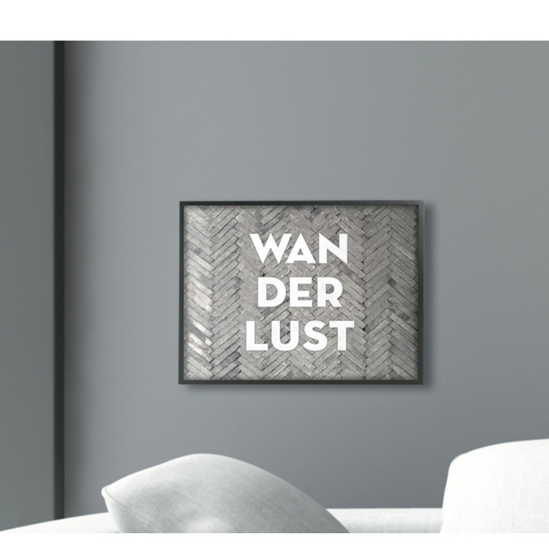 « wanderlust patterned briques », art textuel, H 14 po x l 11 po x P 1,5 po, Giclée encadrée noir minuit
