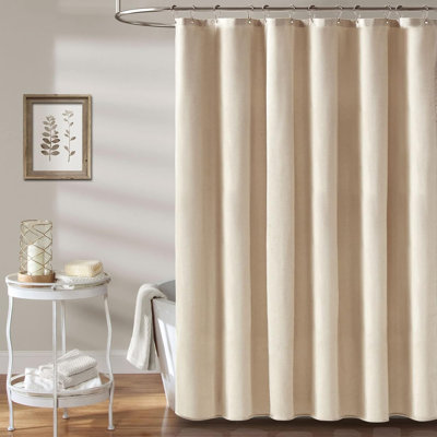 Fabric Shower Curtain, Thickened Linen Texture And Polyester Fabric Shower Curtain Set, Including 12 Plastic Hooks, Hotel-Grade Waterproof Decorative Shower Curtain - 72 Inches X 72 Inches - Beige/Butter Color
