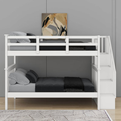 Stairway Twin-Over-Twin Bunk Bed With Guard Rail And Storage