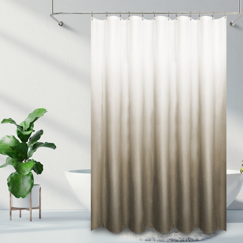 Jaedan Ombre Shower Curtain with Hooks Included, 72" W x 79" L, Tan
