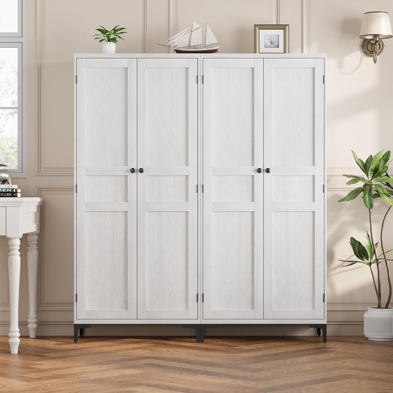 Armoire de salle de bain à 5 niveaux avec 2 portes 63 po, Blanc