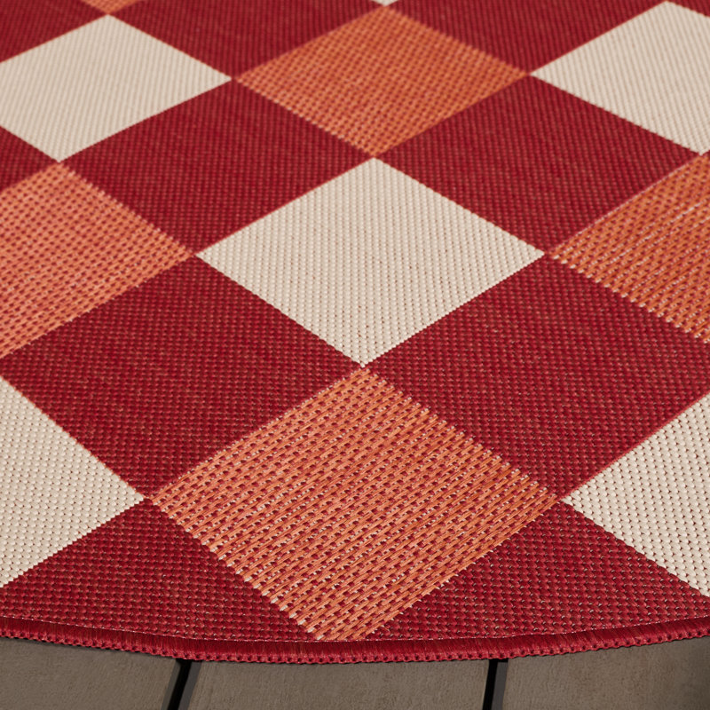 Courtyard 6443 Geometric Indoor/Outdoor Area Rug, Round 6'7"