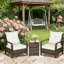 Table et chaises en osier, meubles de patio 3 pièces-880404935