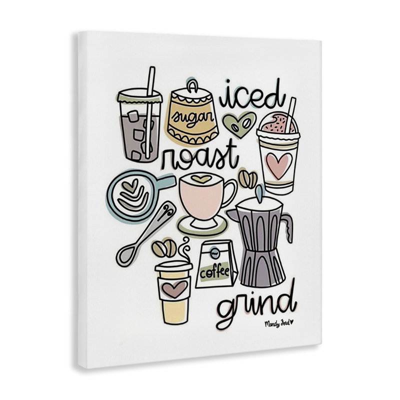 Toile tendue de divers types de café, design par Mandy Ford Art + Illustration, H 30 po x l 24 po