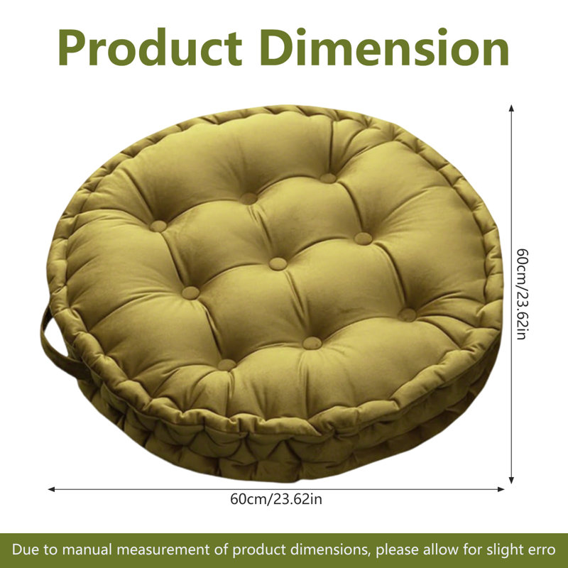 23.6" Round Solid Meditation Cushion, Thick Floor Pillow for Yoga & Tatami, Green