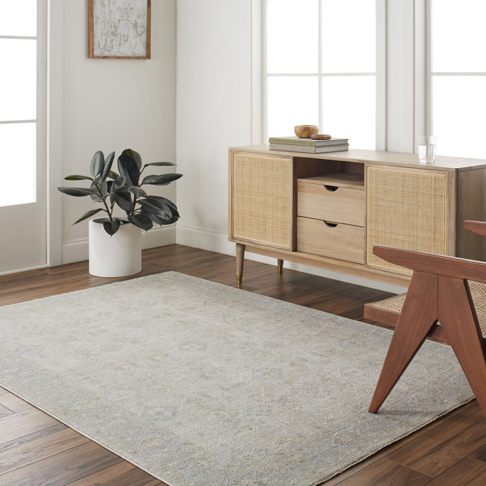 Bungalow Rose Machine Woven Performance Ivory Rug | Wayfair