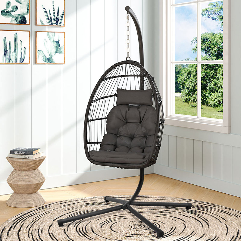 Hanging Chair with Stand and Dark Grey Cushion