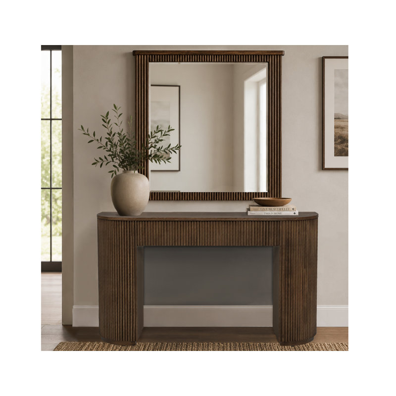 Queensbury 52" Fluted Oak Console Table, Brown