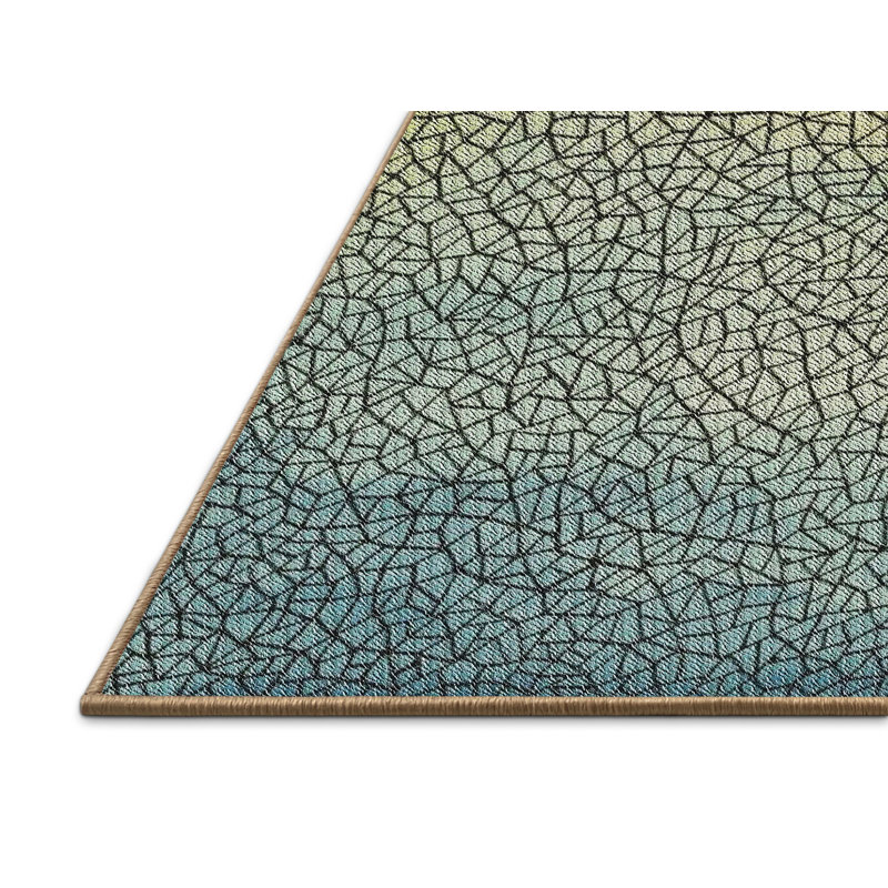 Tapis vert/jaune/brun à motifs Epichio, Rectangle 3 pi x 5 pi