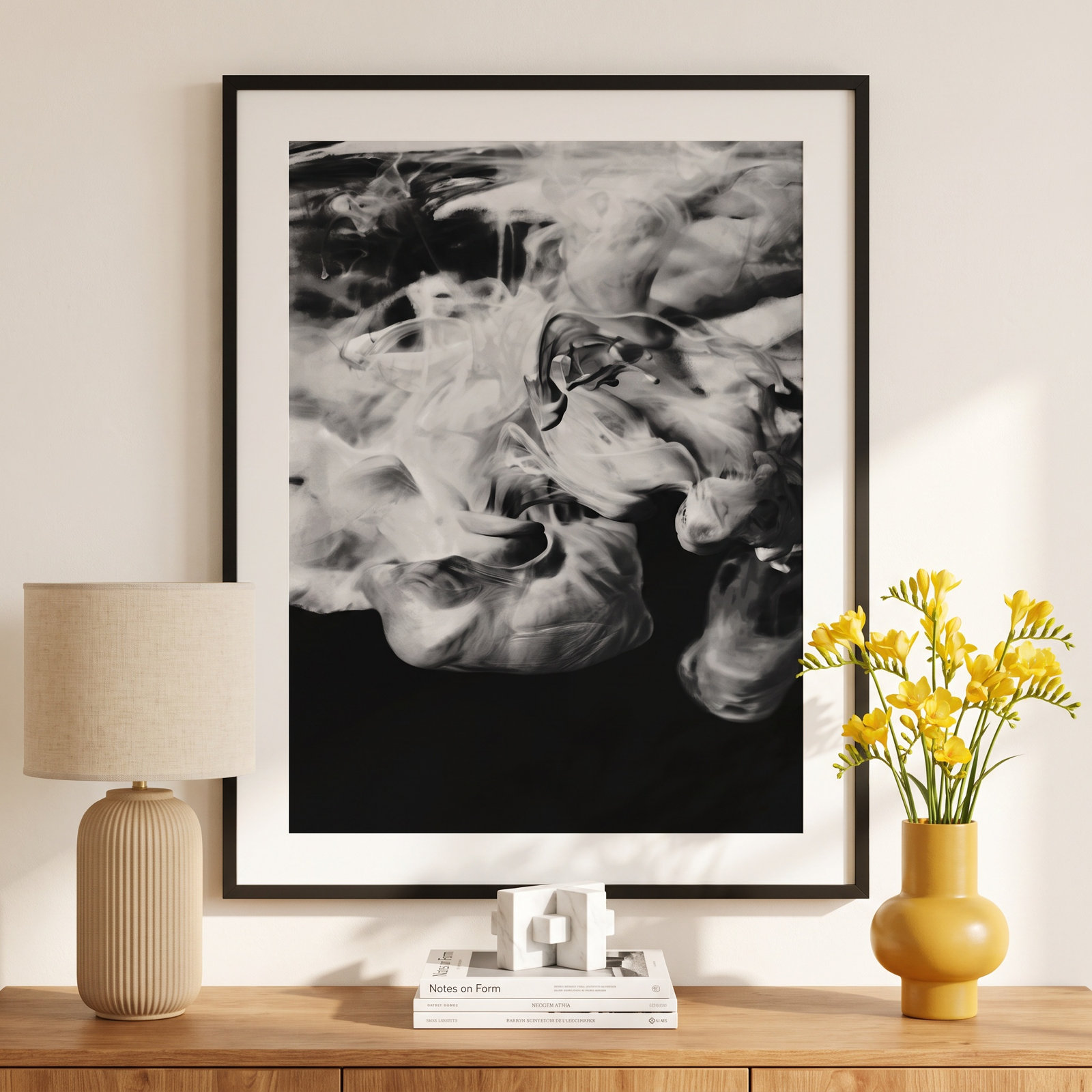 Black Ink Photo Print, 42.12" H x 32.12" W x 0.88" D, Black Framed Paper