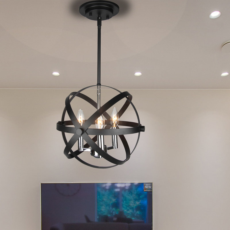 Luminaire suspendu sphère 3 lumières de style bougie Cardington