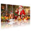 Ensemble de 3 impressions sur toile, "Christmas Santa Fabrication Holiday Jam In Kitchen"-726948363