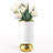 10" White Ceramic Vase With Round Polished Gold Base