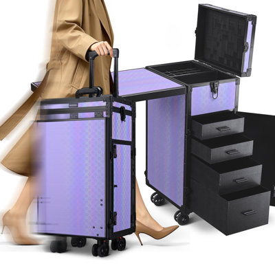 BYOOTIQUE Manicure Table Nail Station Travel Tech Desk w/4 Storage Drawer Lockable,Portable Nail Tab